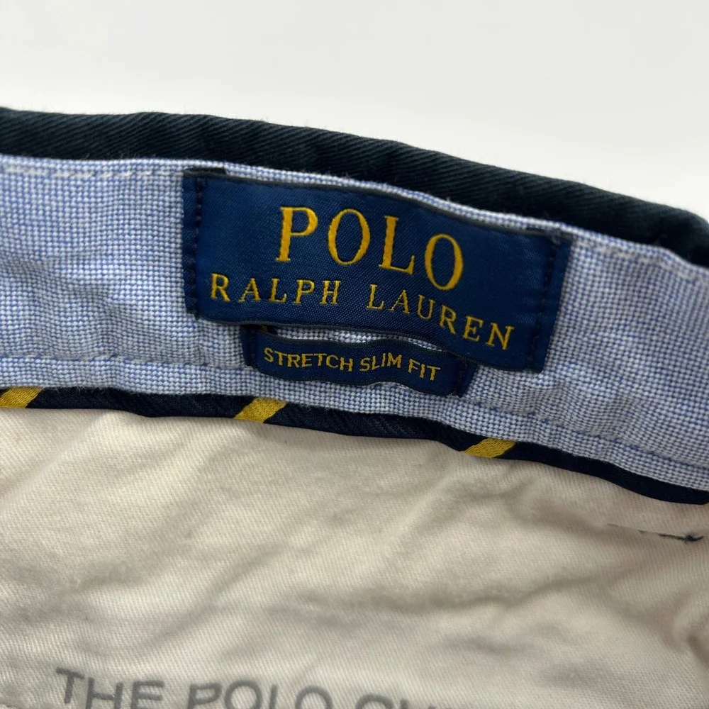 Polo Ralph Lauren Mens Black Stretch Slim Fit Chino Pants 33x29 RN 41381
